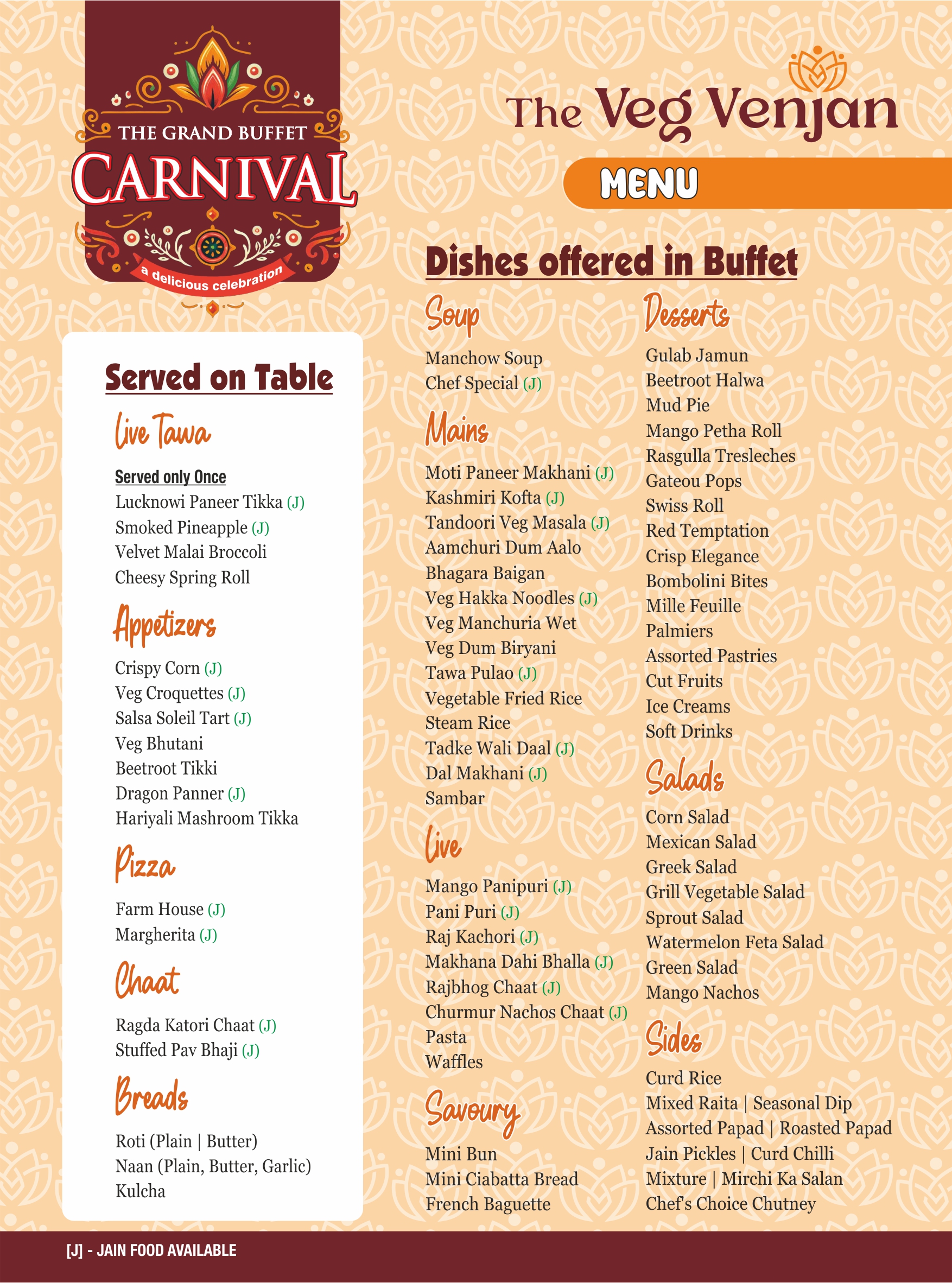 Full Buffet Menu
